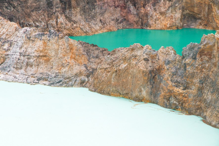 Kelimutu crater lakes, shades of green